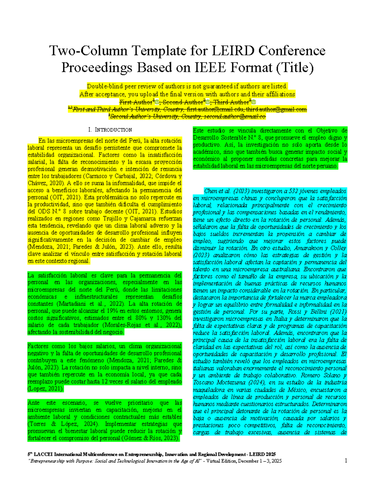 Template for LEIRD 2025 Conference Proceedings: Peer Review Phase 1 ...
