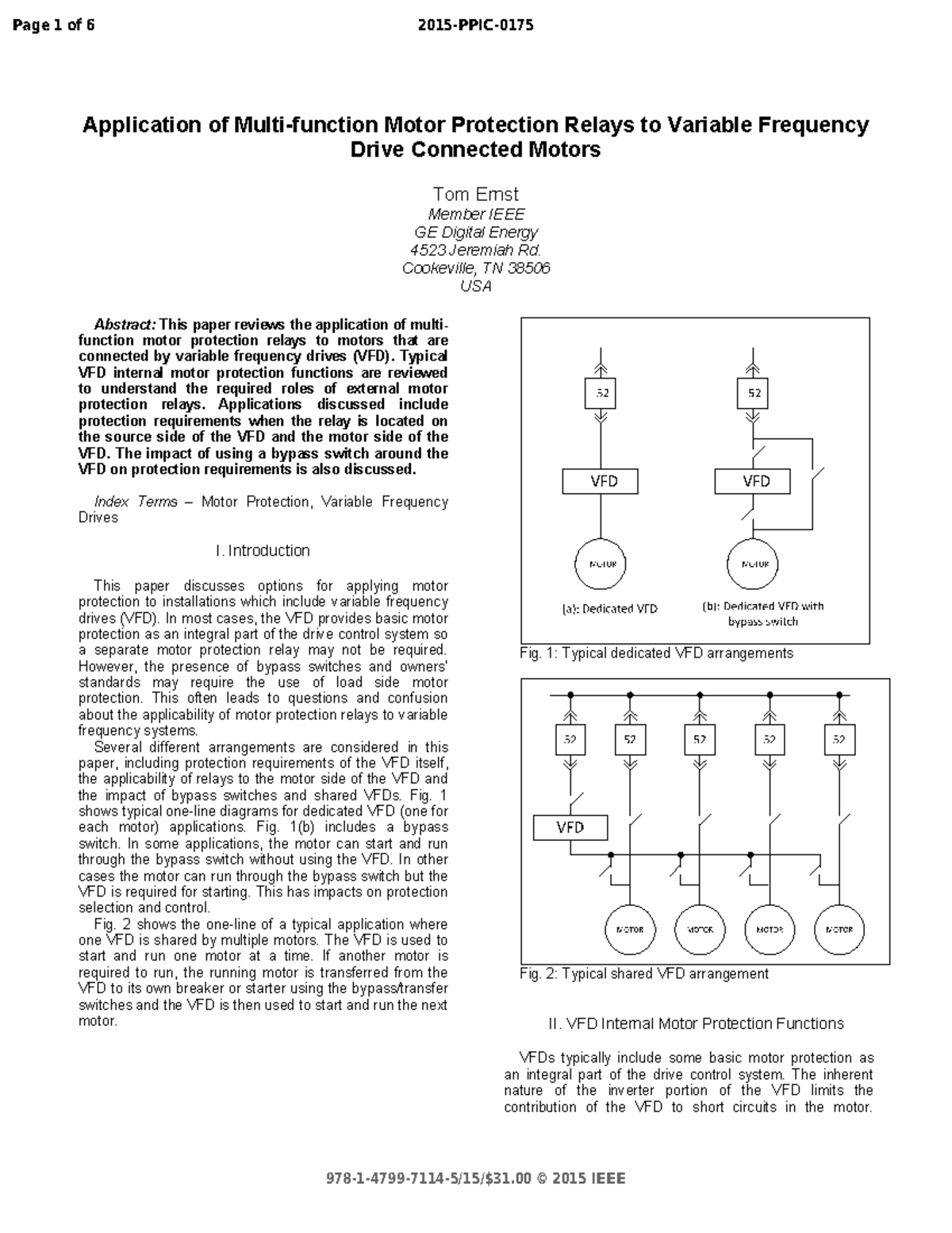 Application of Motor Protection Relays to VFDs: A Comprehensive Review ...