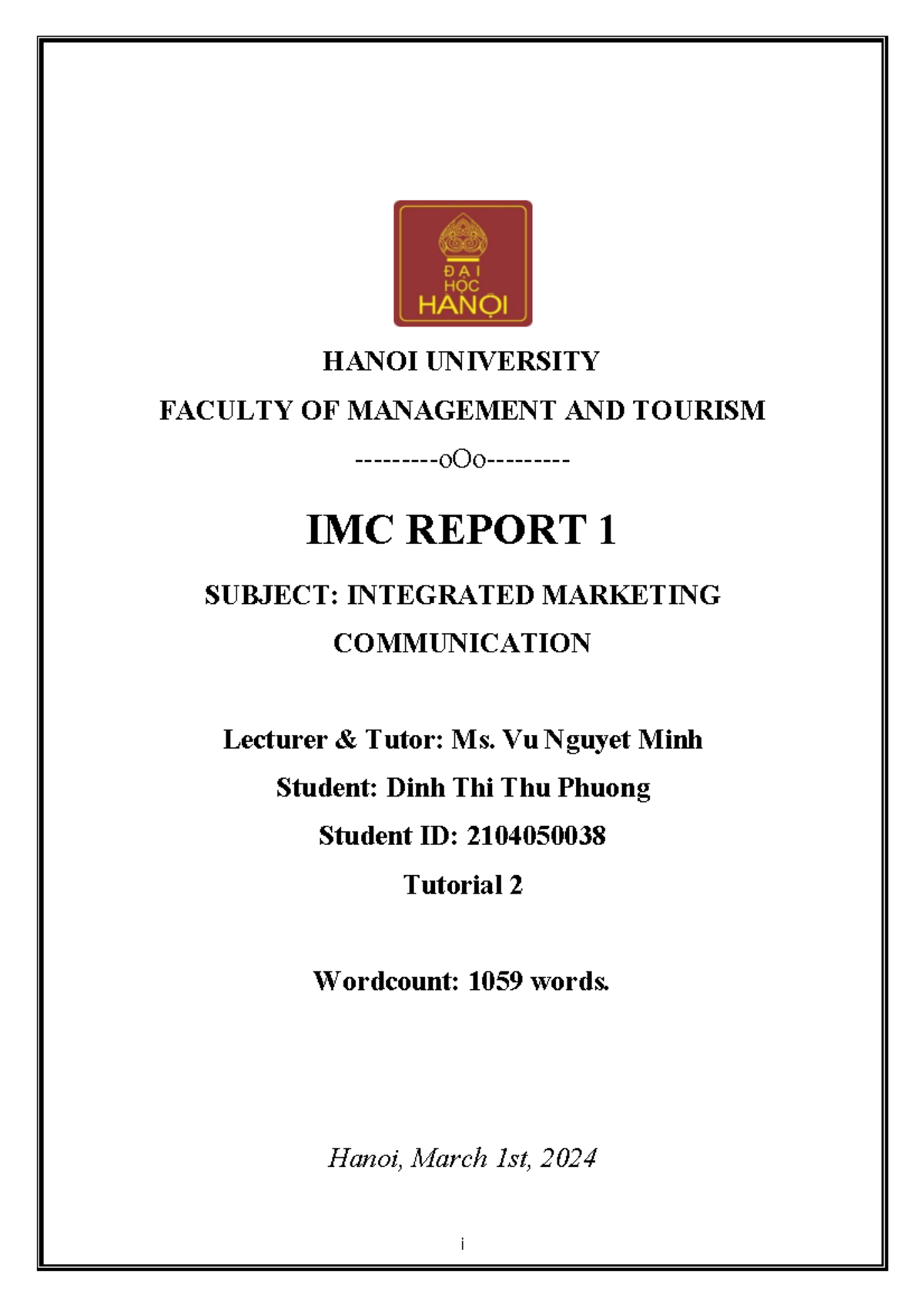 IMC Report 1 - Pepsi Campaign "Mang Tết Về Nhà" - 2104050038 - TUT2 - Document Preview