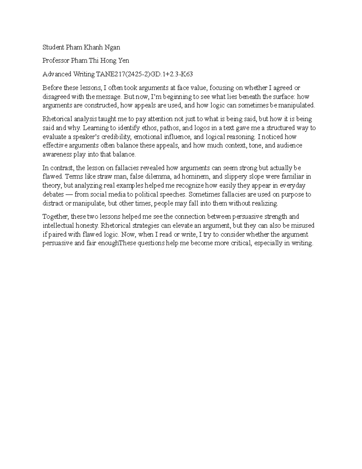 Advanced Writing Reflection: Rhetorical Analysis Insights (Writing 5 ...