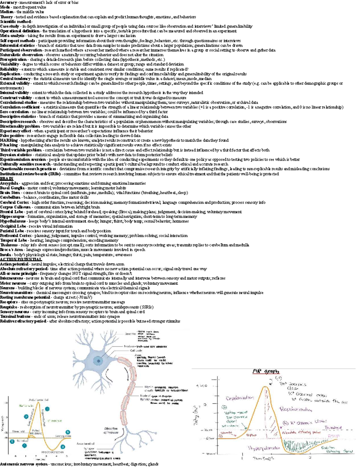 Psychology Quiz 1 Study Guide: Research Methods & Neuropsychology - Studocu