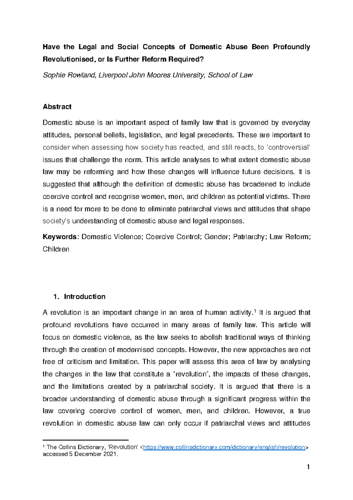 Legal and Social Revolution in Domestic Abuse Law: A Critical Analysis ...
