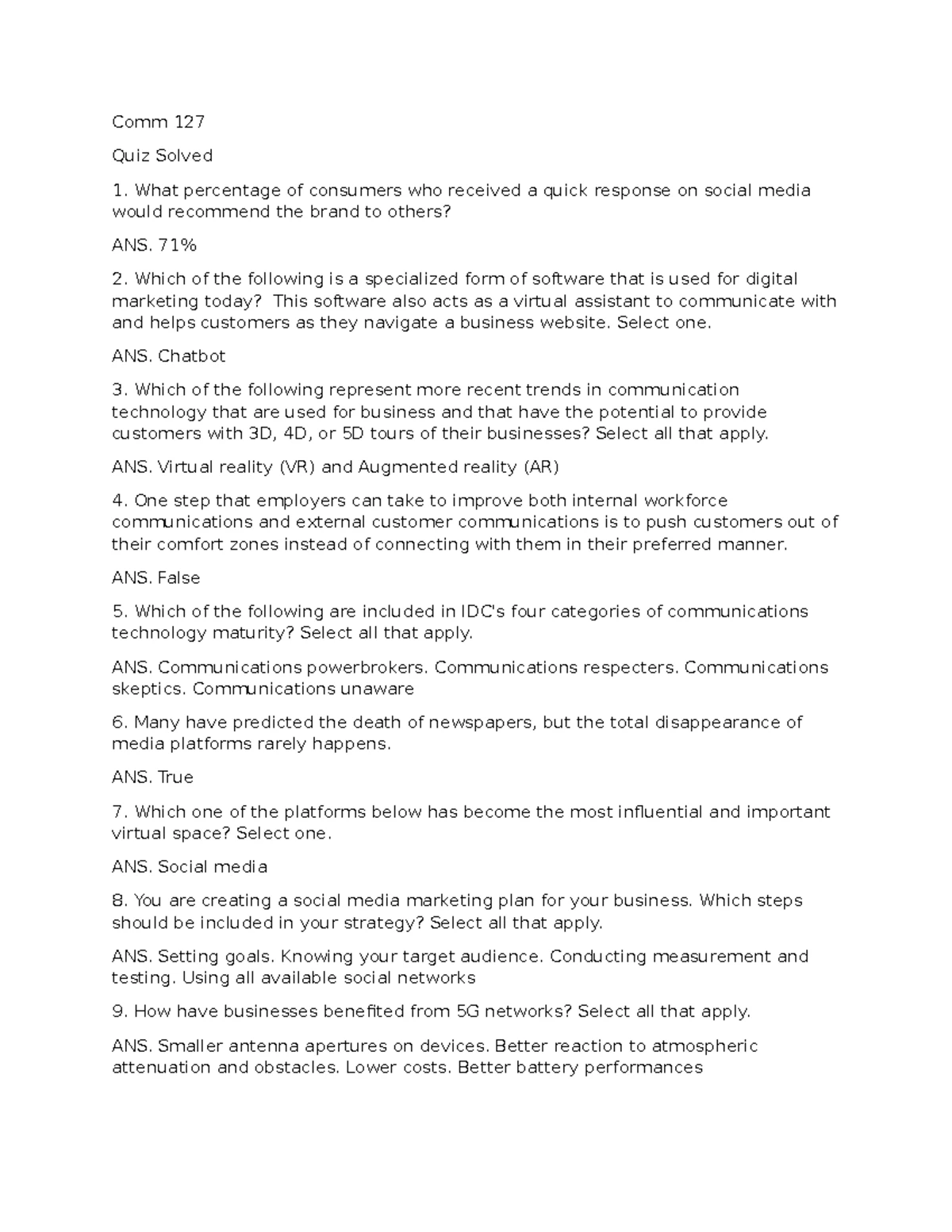 COM 127 Reference Guide Template - Communication Channels Reference ...