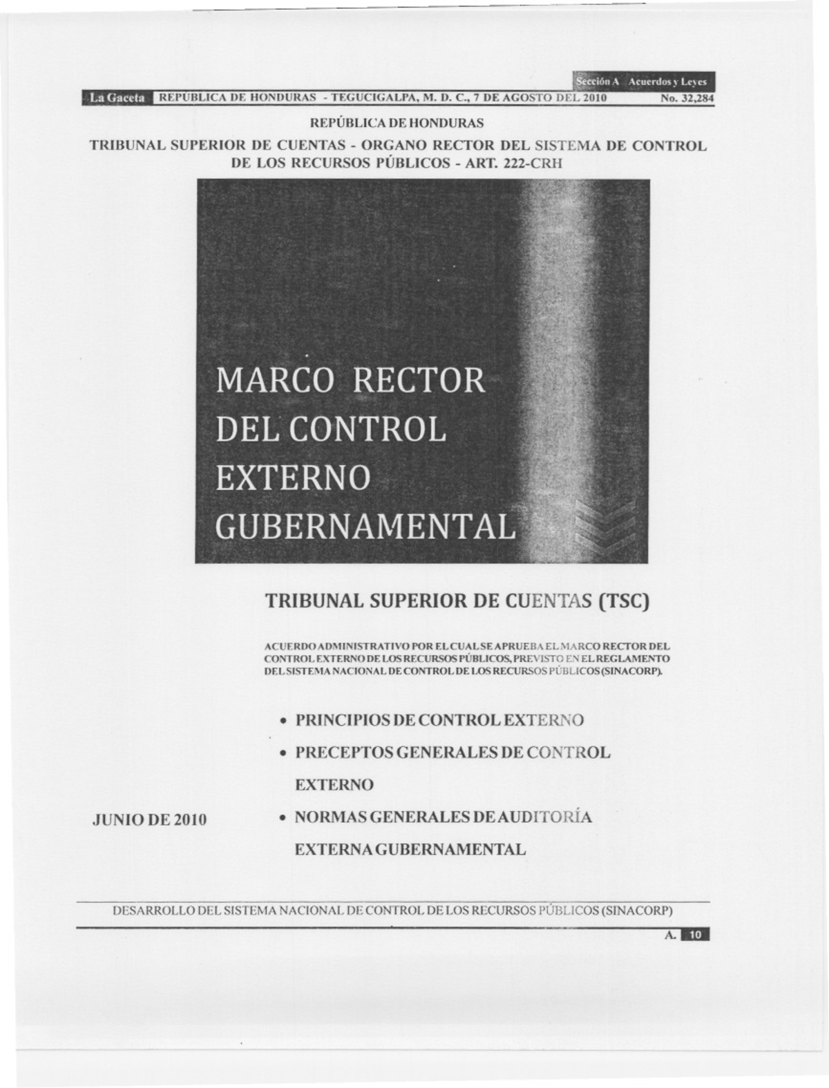 Marco Rector del Control Externo Gubernamental (TSC) - Análisis y ...