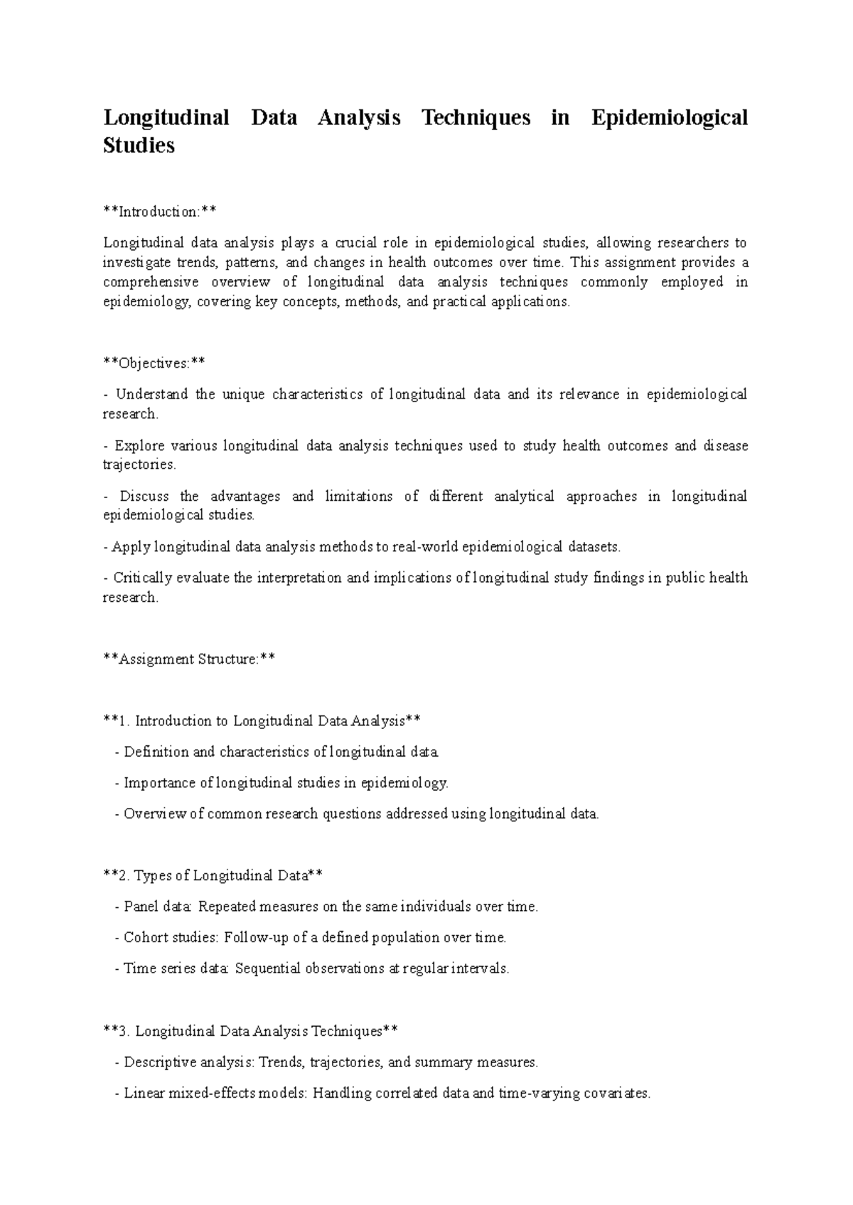 Longitudinal Data Analysis Techniques in Epidemiological Studies ...