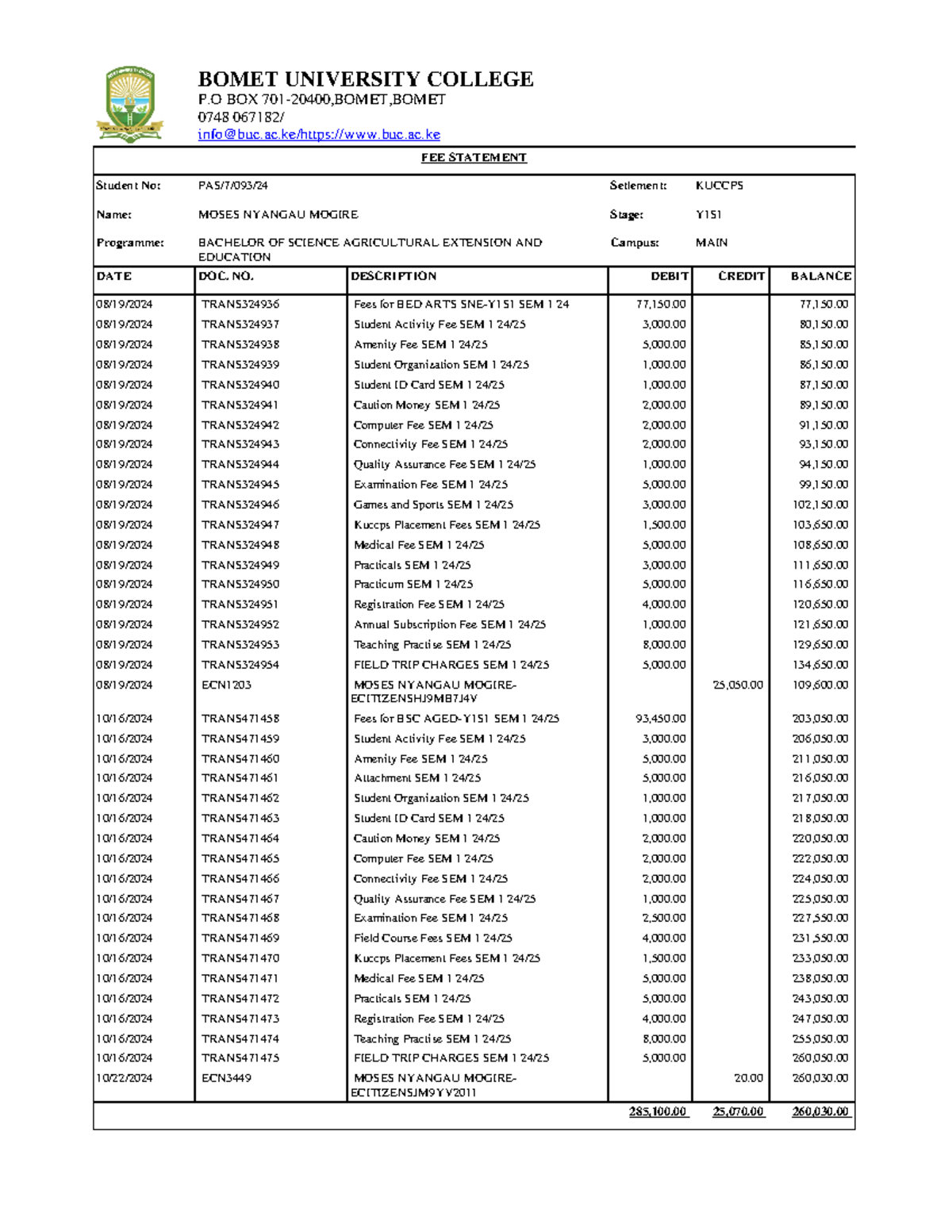 Fee Statement-PAS709324 - BOMET UNIVERSITY COLLEGE P BOX 701-20400 ...