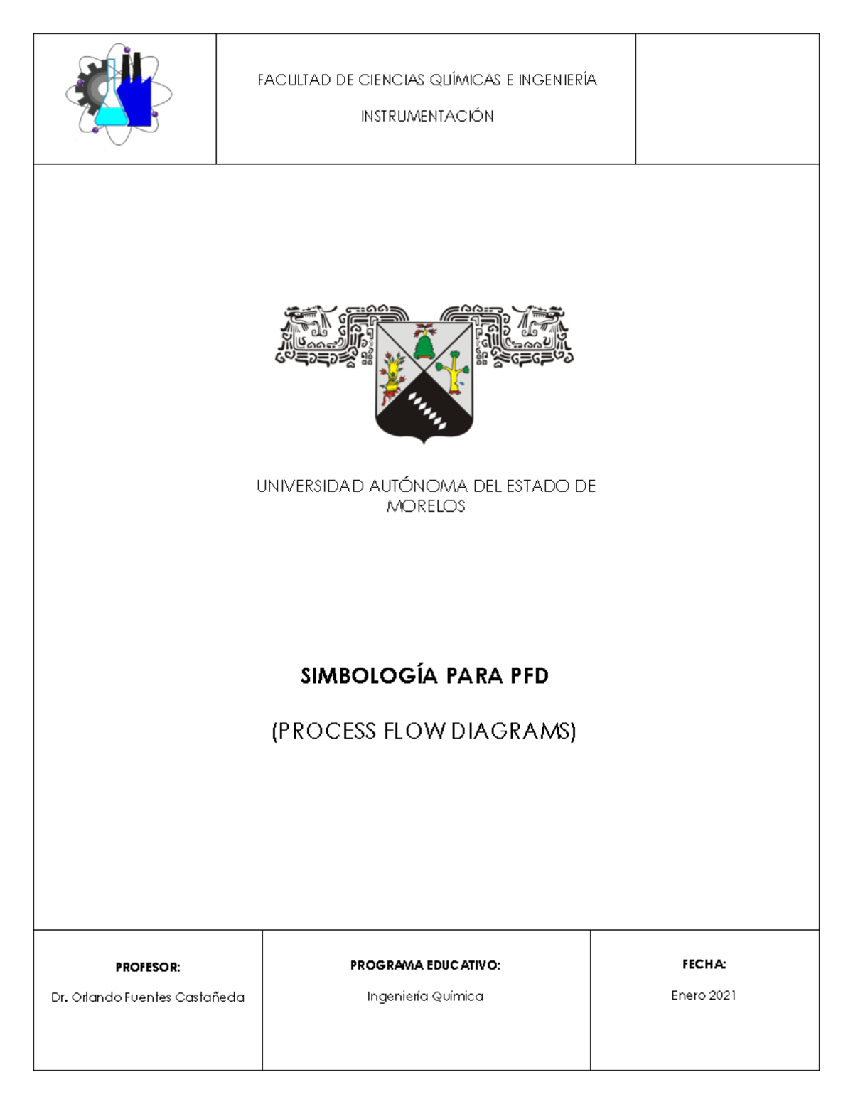 SIMBOLOGÍA PARA DIAGRAMAS DE FLUJO (PFD) - ING. QUÍMICA - Document Preview