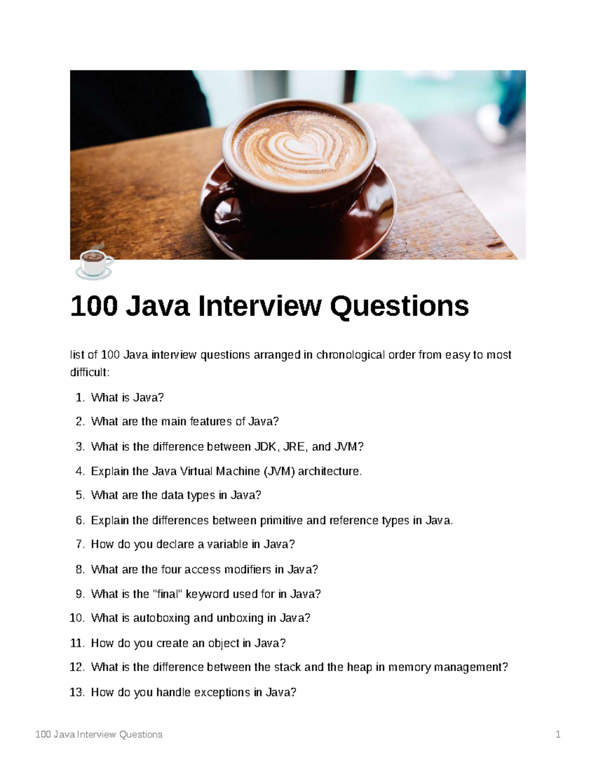 100 Java Interview Questions: Comprehensive Guide for Techie ...