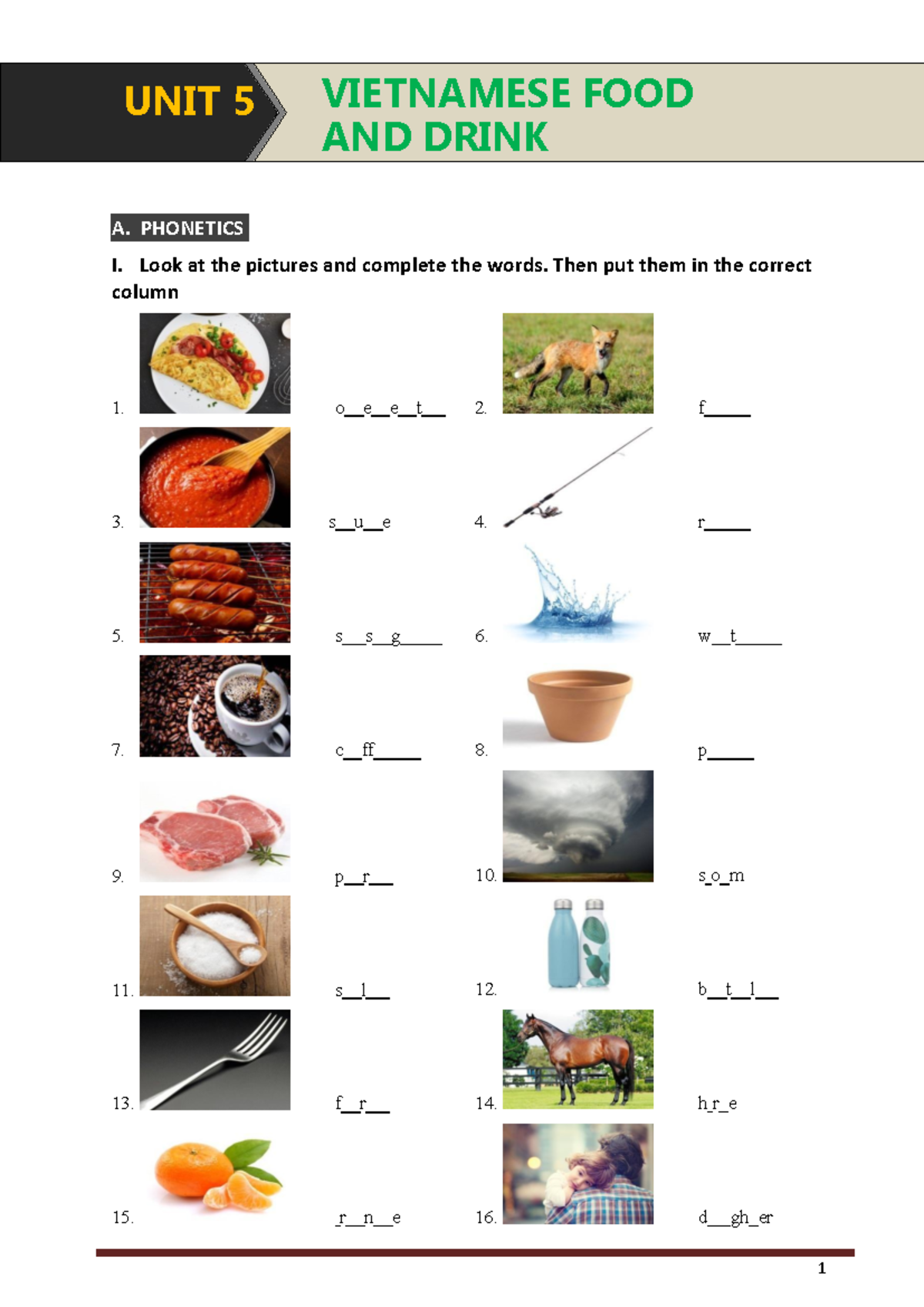 UNIT 5 ANH 7: VIETNAMESE FOOD AND DRINK STUDY NOTES - Studocu