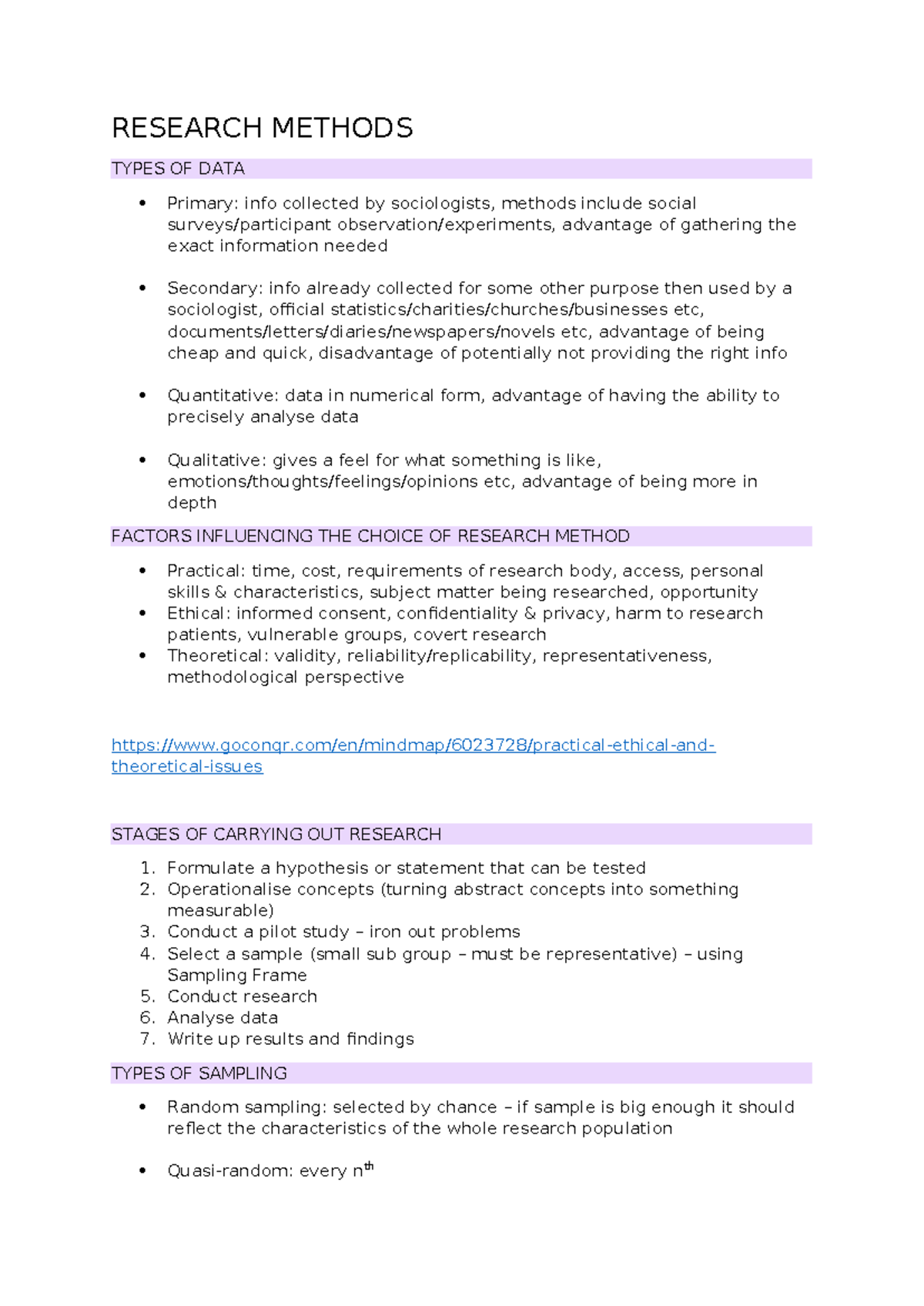 Research Methods - RESEARCH METHODS TYPES OF DATA Primary: info ...