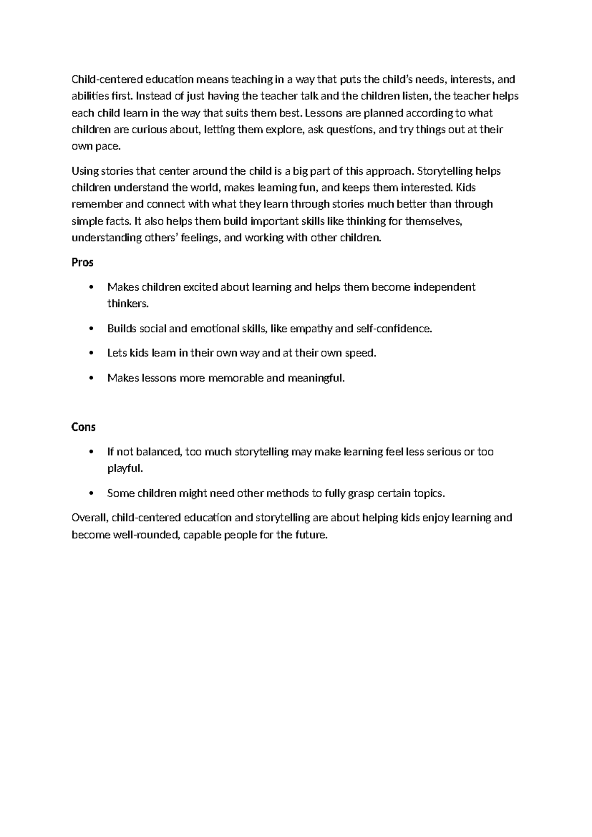 EDU 101: The Power of Storytelling in Early Childhood Education - Studocu