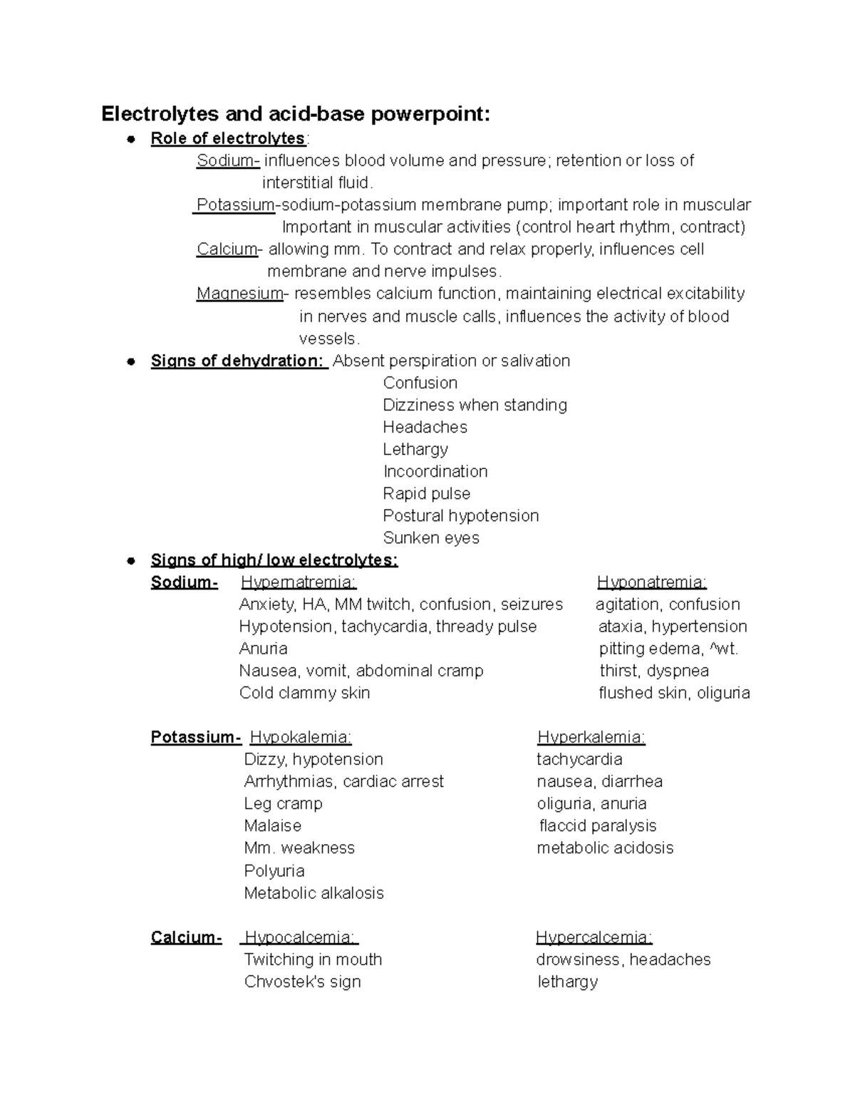Electrolytes, Acid-Base Balance, and Pathophysiology Overview (Patho ...