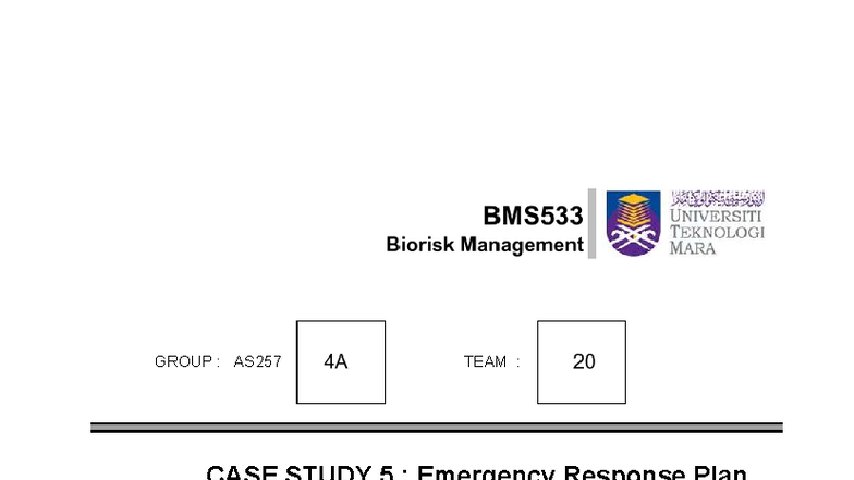 Case Study MIC674: Emergency Response Plan for Biohazard Spills - Studocu