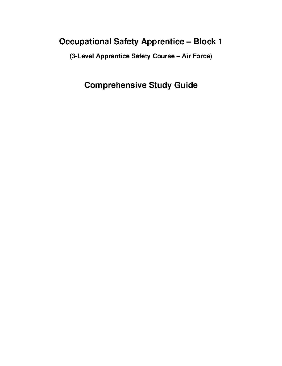 Occupational Safety Apprentice Block 1 Study Guide: Unit 2 Overview ...