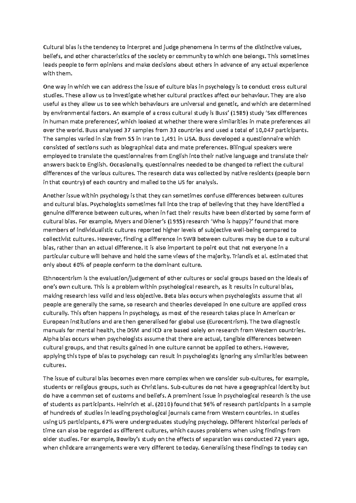 Cultural Bias in Psychology: Contemporary Debates and Issues WJEC - Studocu