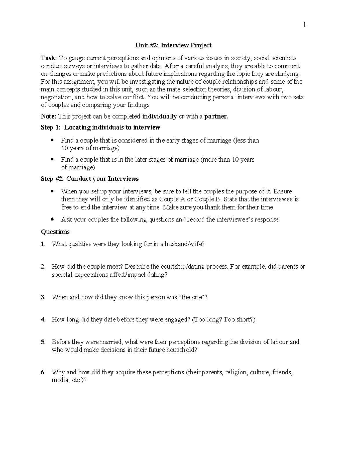 2.11 Interview Project: Analyzing Couple Relationships and Insights ...