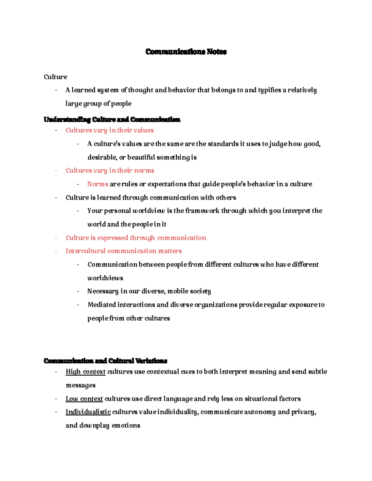 COMM 101: Chapter Notes on Culture and Communication Dynamics - Studocu