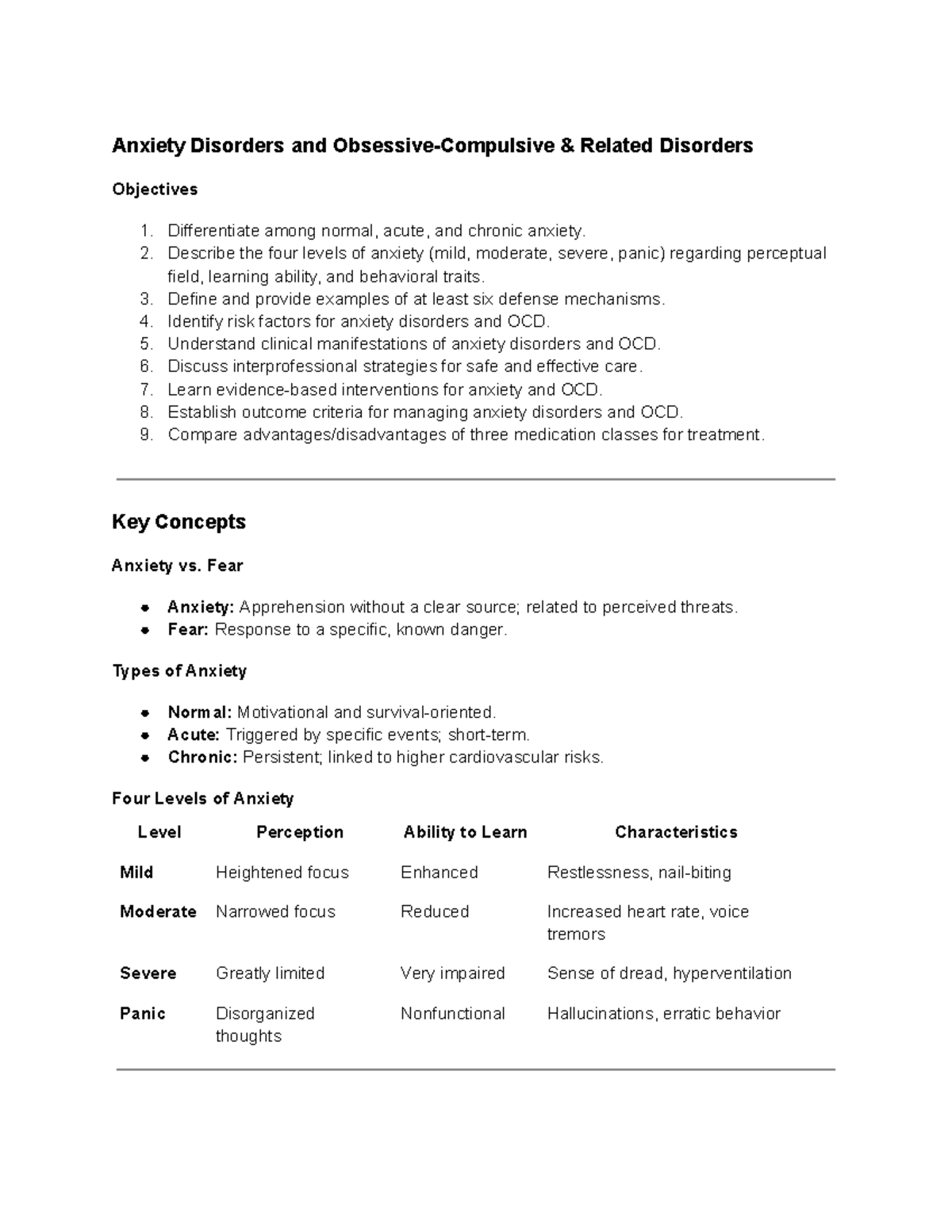 Mental Health Final Exam - Anxiety Disorders and Obsessive-Compulsive ...