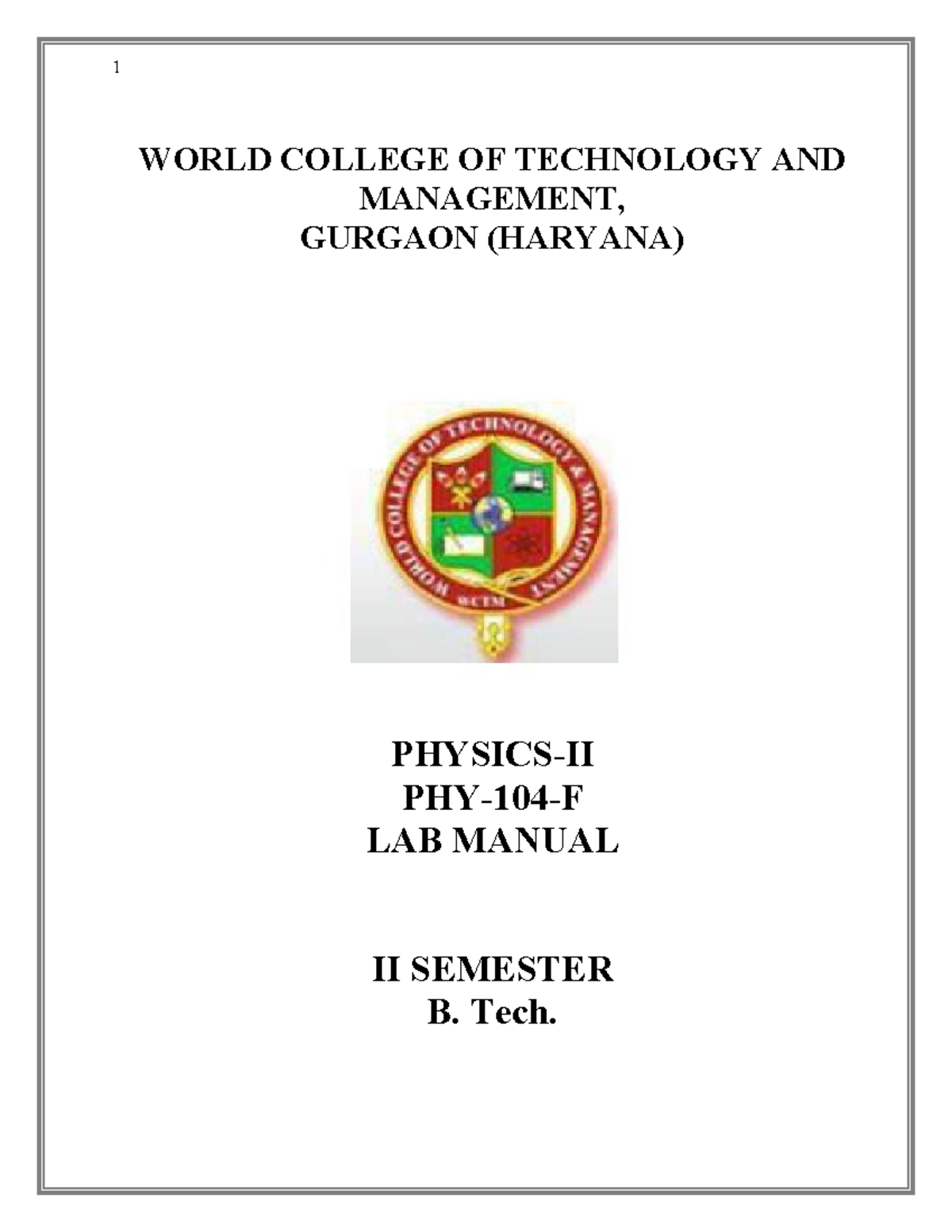 B.Tech 2nd Sem Physics Lab Manual: Experiments & Procedures - Studocu