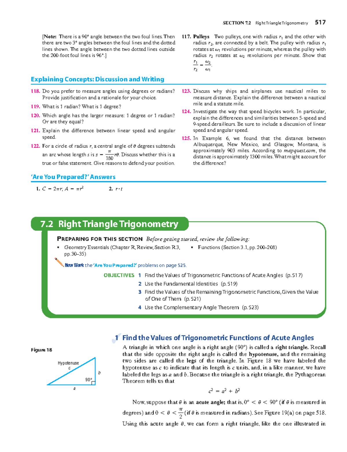 Right Triangle Trigonometry (MATH 101) - Section 7.2 Notes - Studocu