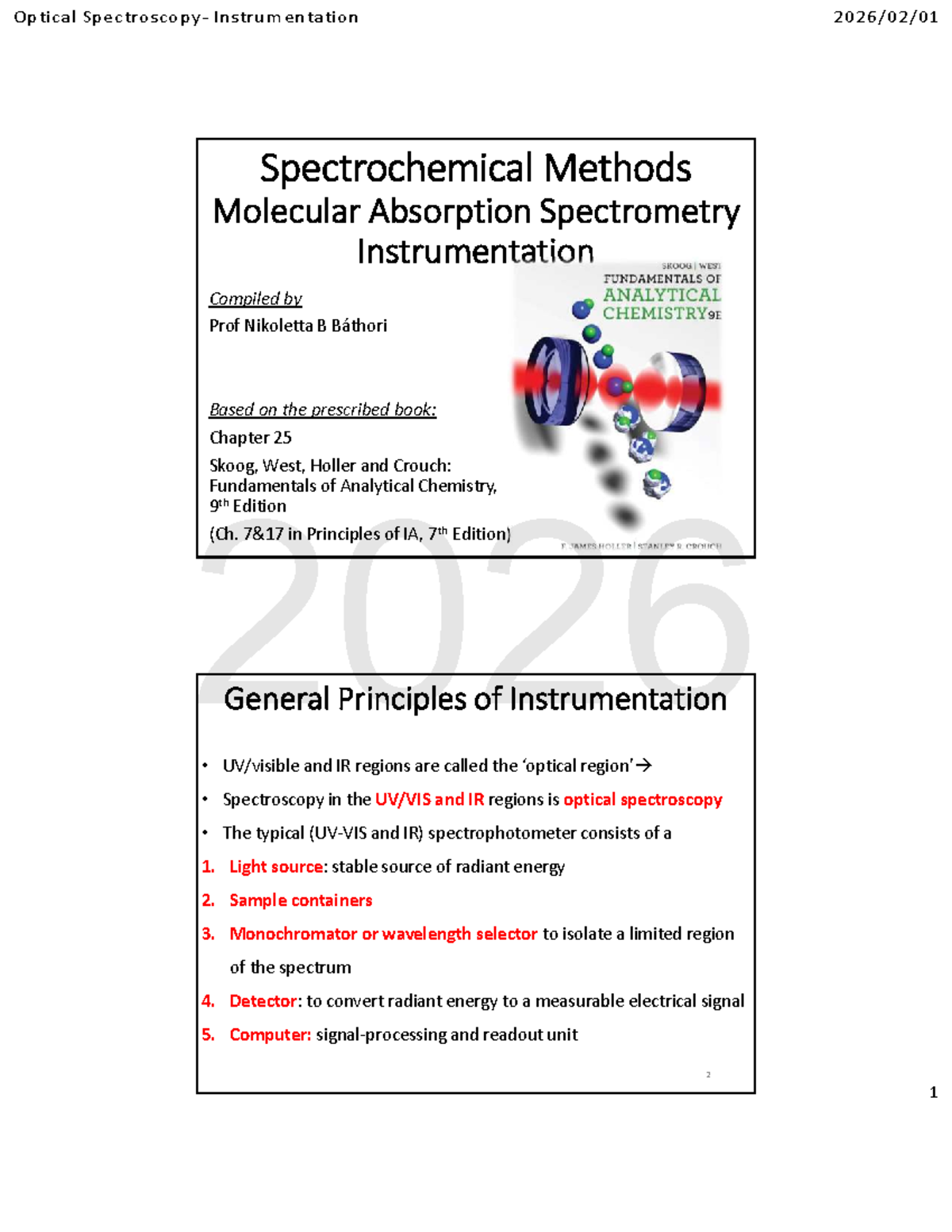 Optical Spectroscopy - Instrumentation Overview - Studocu