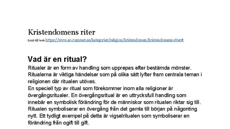 Kristna riter och sakrament i Kristendomen - Adam Shashit - Studocu