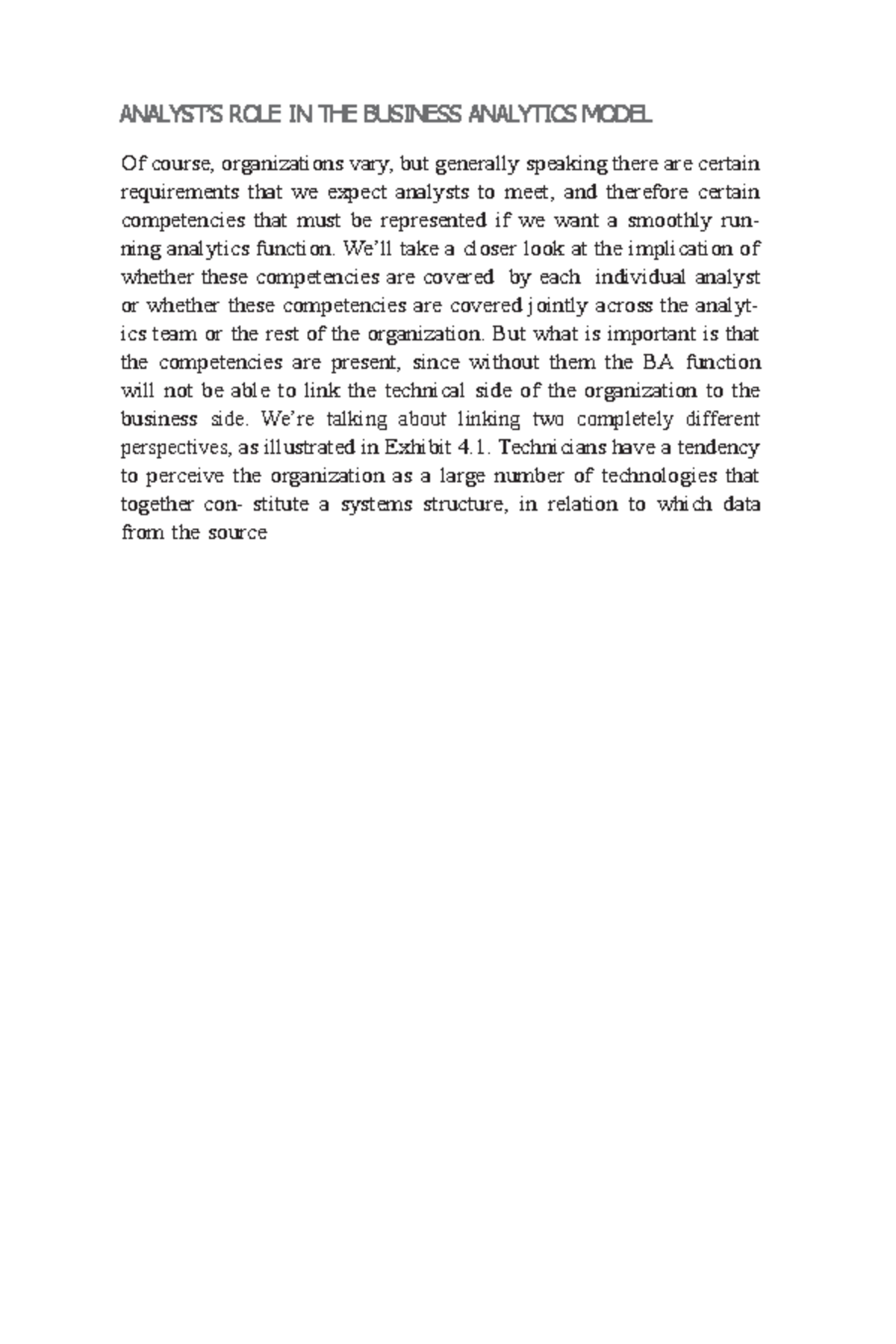 46 Analyst - ANALYST’S ROLE IN THE BUSINESS ANALYTICS MODEL Of course ...
