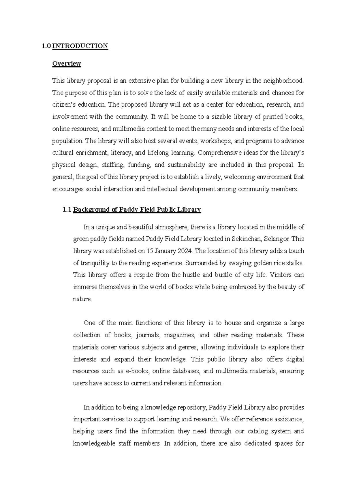 Library Proposal for Paddy Field Community - IMD315 - Studocu