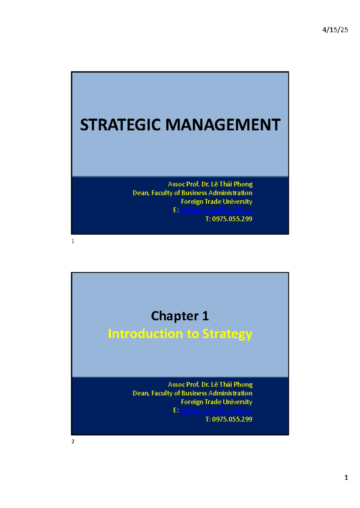 Strategic Management Concepts: Chapter 1 Overview (SM101) - Studocu