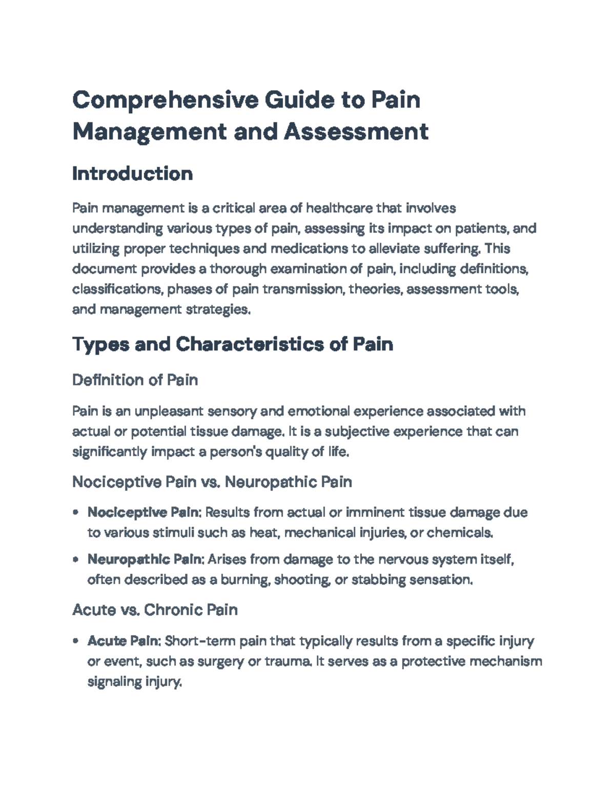 Comprehensive Overview of Pain Assessment and Management Strategies ...