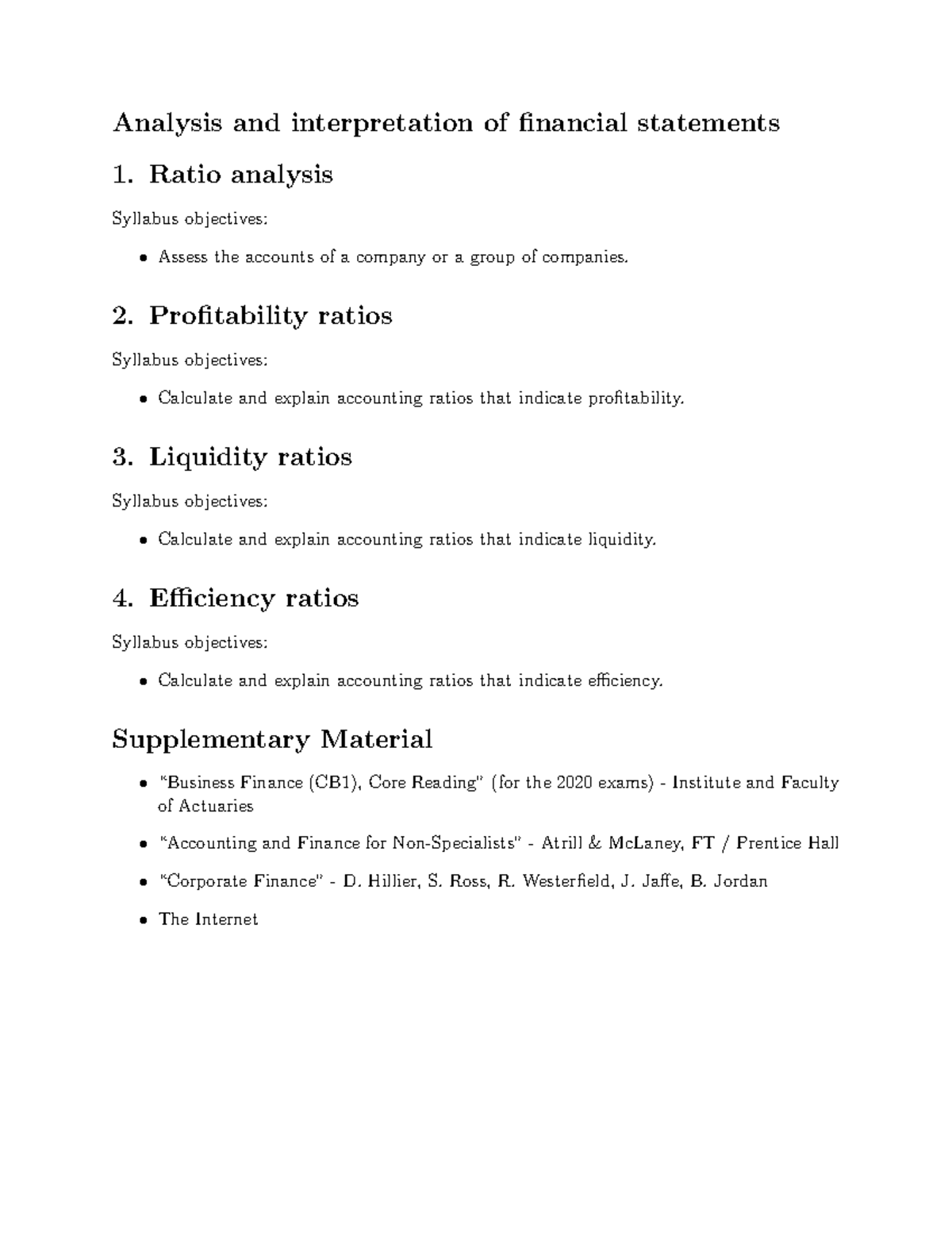 Analysis and Interpretation of Financial Statements I: Ratios and ...
