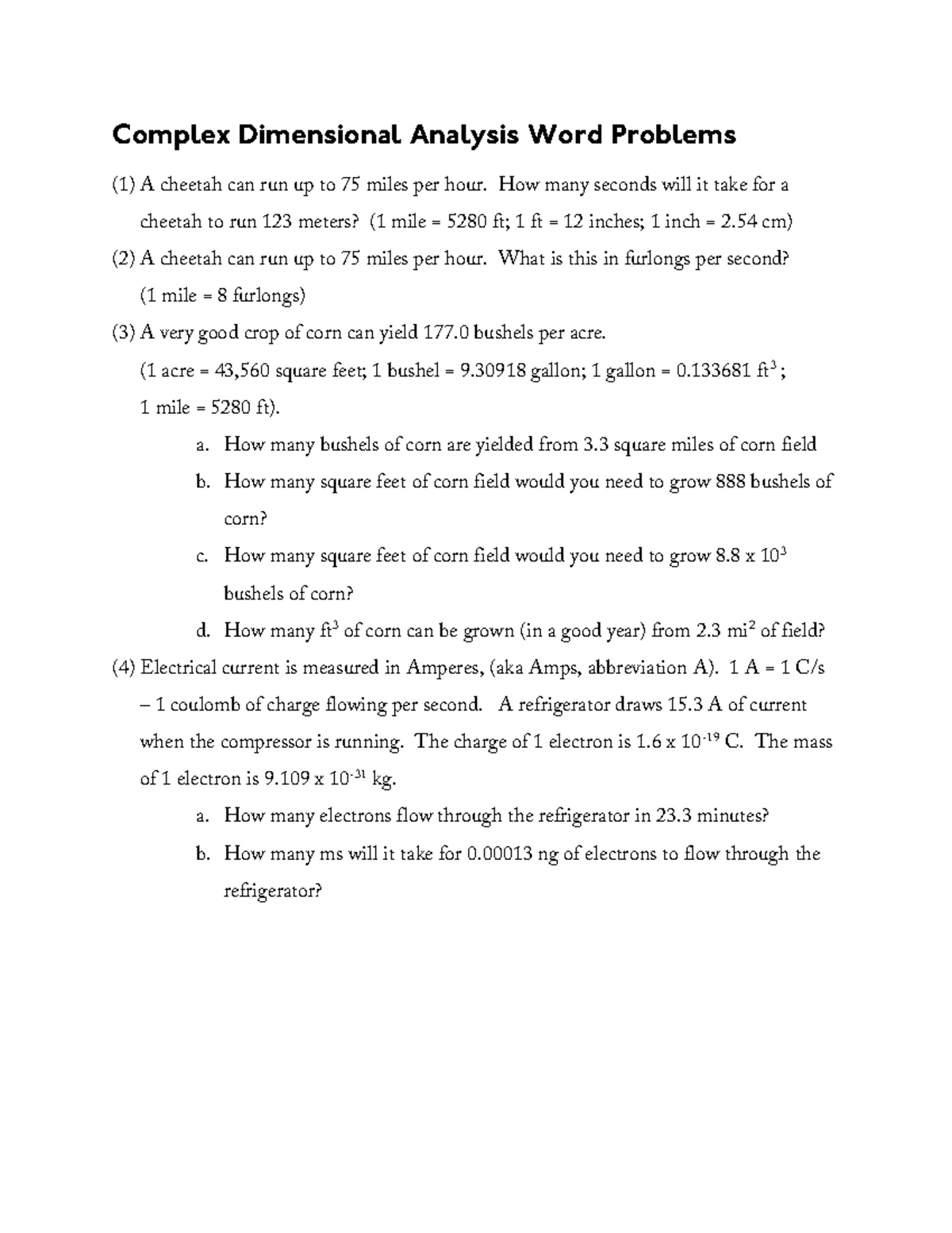 Dimensional Analysis Worksheet - Answer Key for Oct 2012 - Studocu