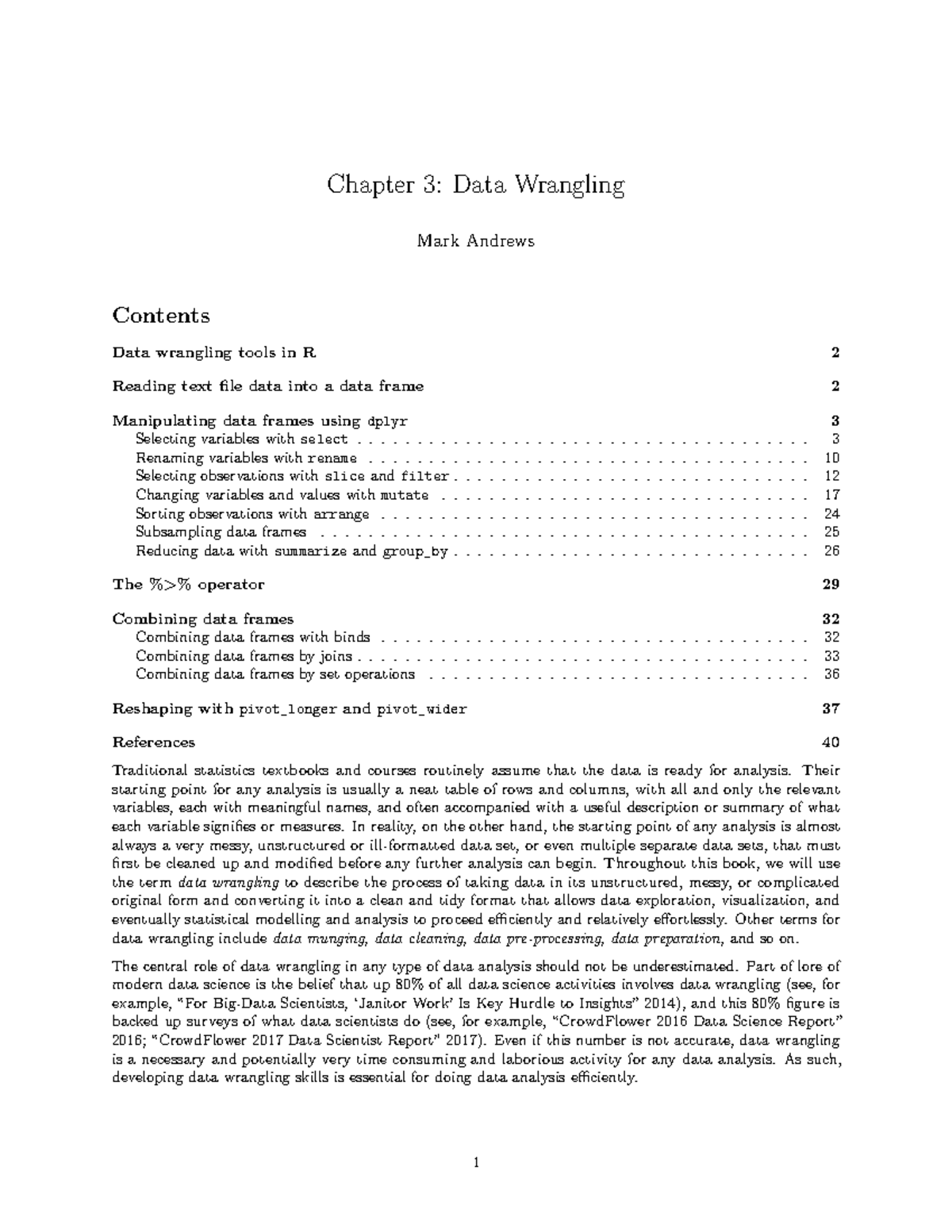 Chapter 03: Data Wrangling Techniques in R for Data Analysis - Studocu