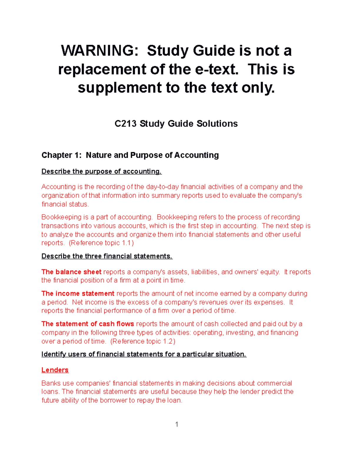 C213 Study Guide - Accounting for Decision Makers Notes - Studocu