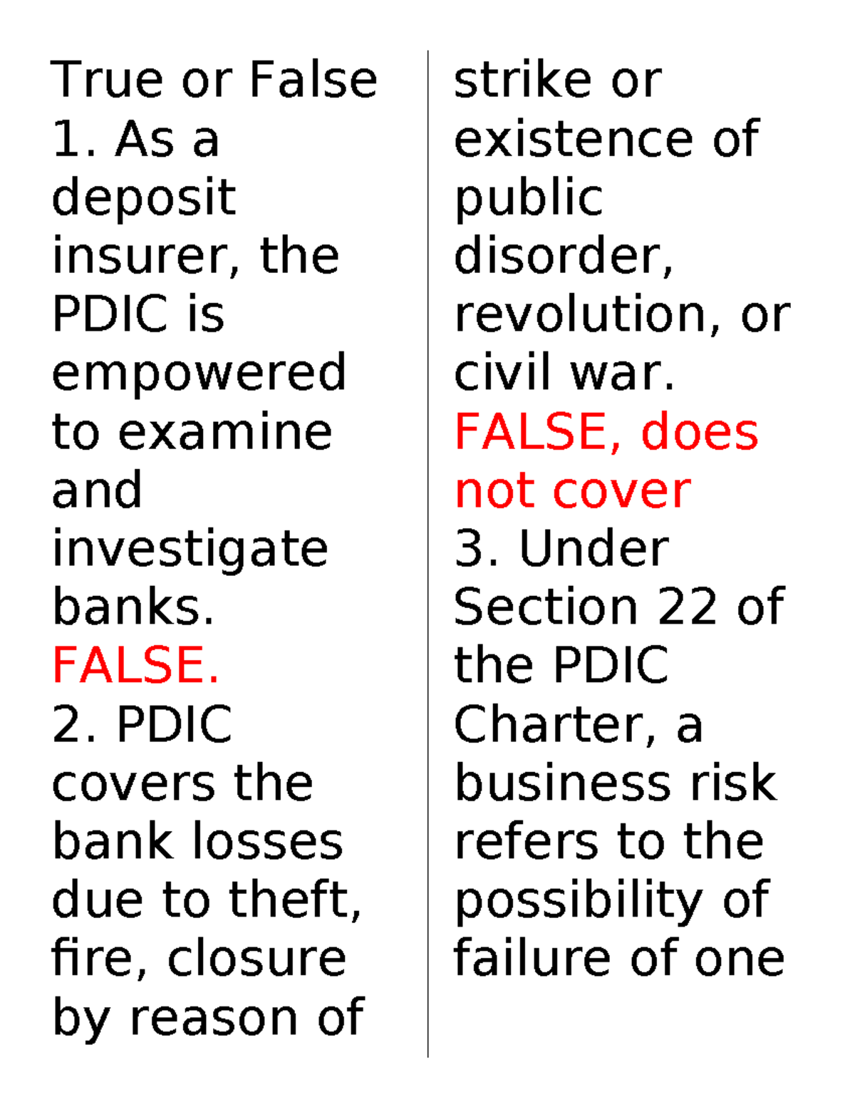 PDIC True or False Quiz: Understanding Deposit Insurance Coverage - Studocu