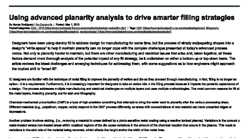EDA DFM: Advanced Planarity Analysis for Smart Fill Strategies - Studocu