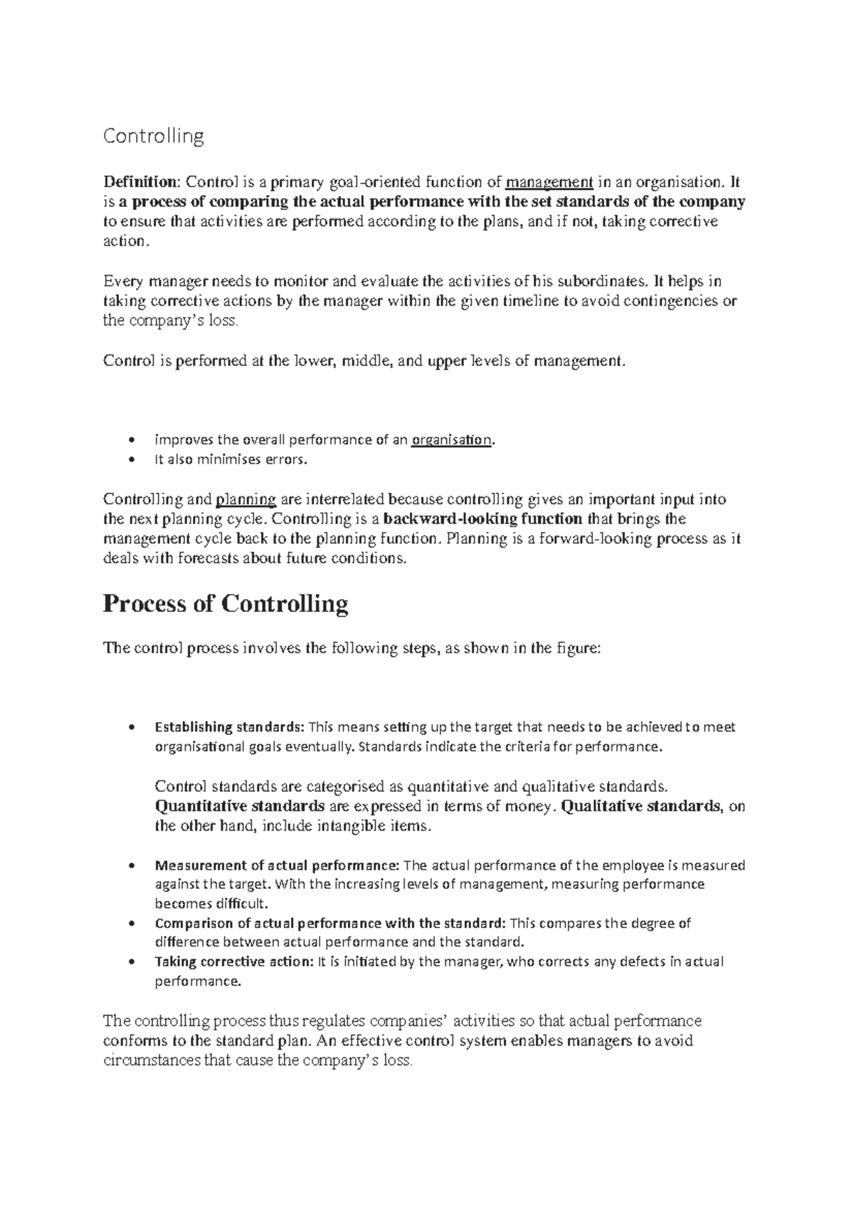 Controlling Management: Key Processes and Types Explained - Studocu