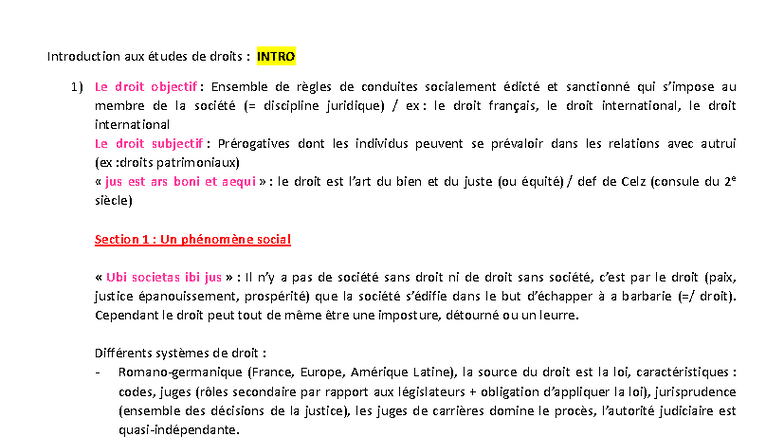 IED - Introduction aux Études de Droit : Concepts Fondamentaux et ...
