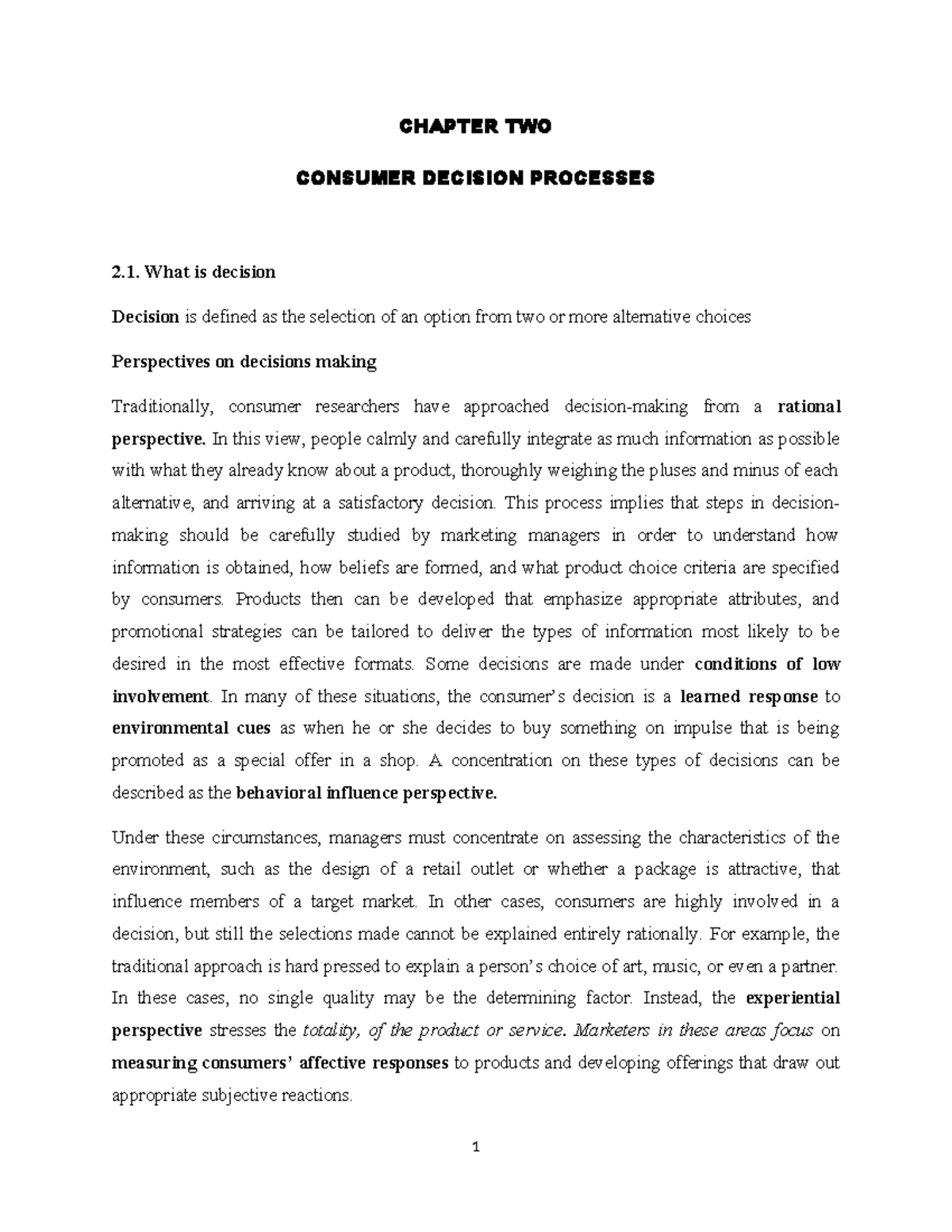 Consumer Behavior CH 2: Understanding Decision Processes - Studocu