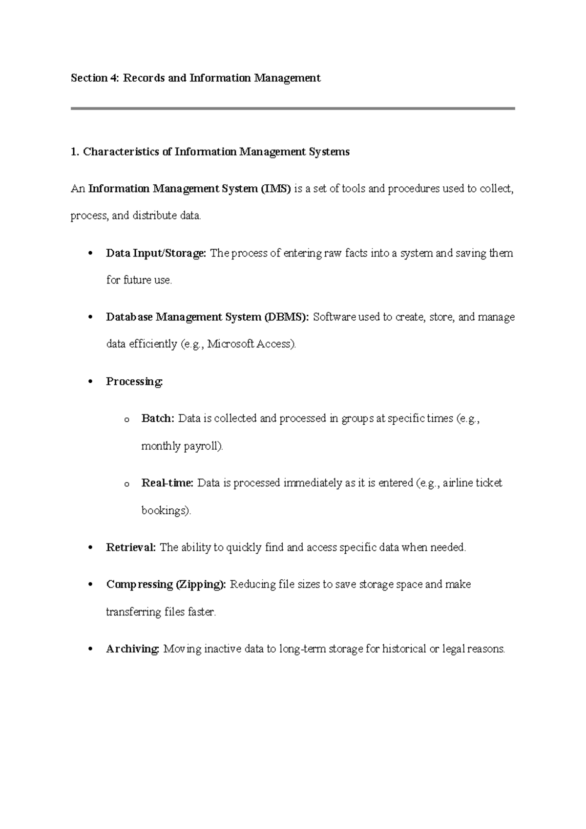 Section 4: Records & Info Management - Key Concepts & Duties - Studocu
