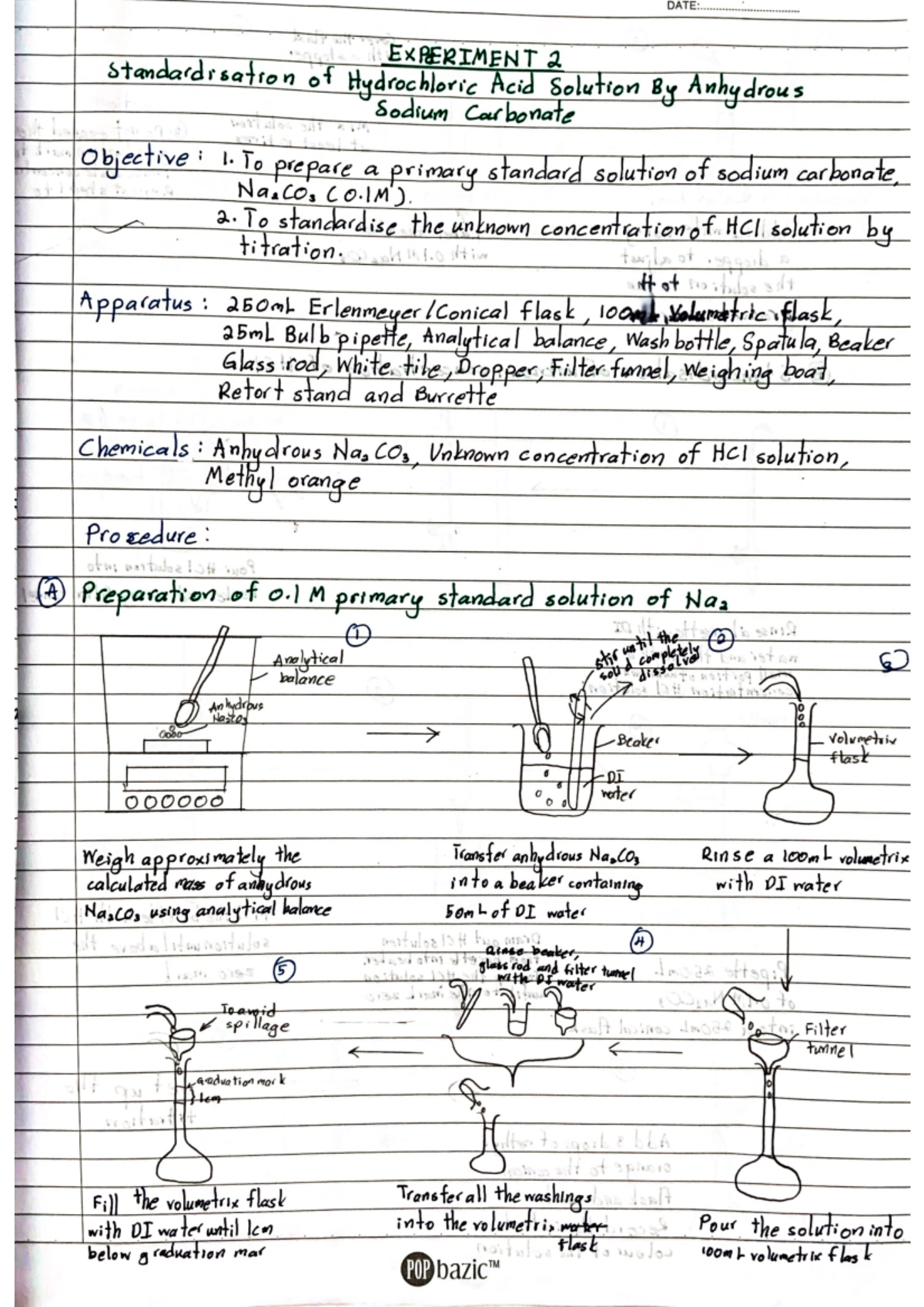 Chemistry Exp 2: Standardisation of HCl Solution Using Na2CO3 - Studocu