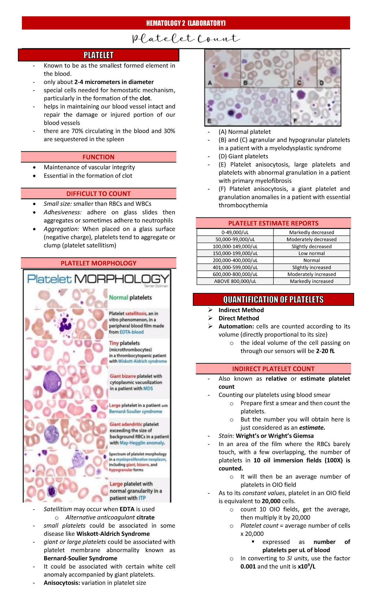 Laboratory Lesson 7. Platelet Count - HEMATOLOGY 2 (LABORATORY ...