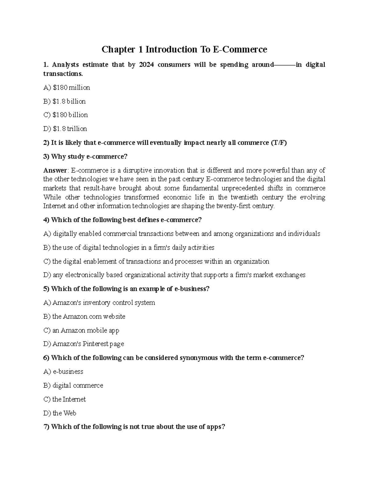 Chapter 1: Introduction to Digital Commerce (TMDT) - Study Notes - Studocu