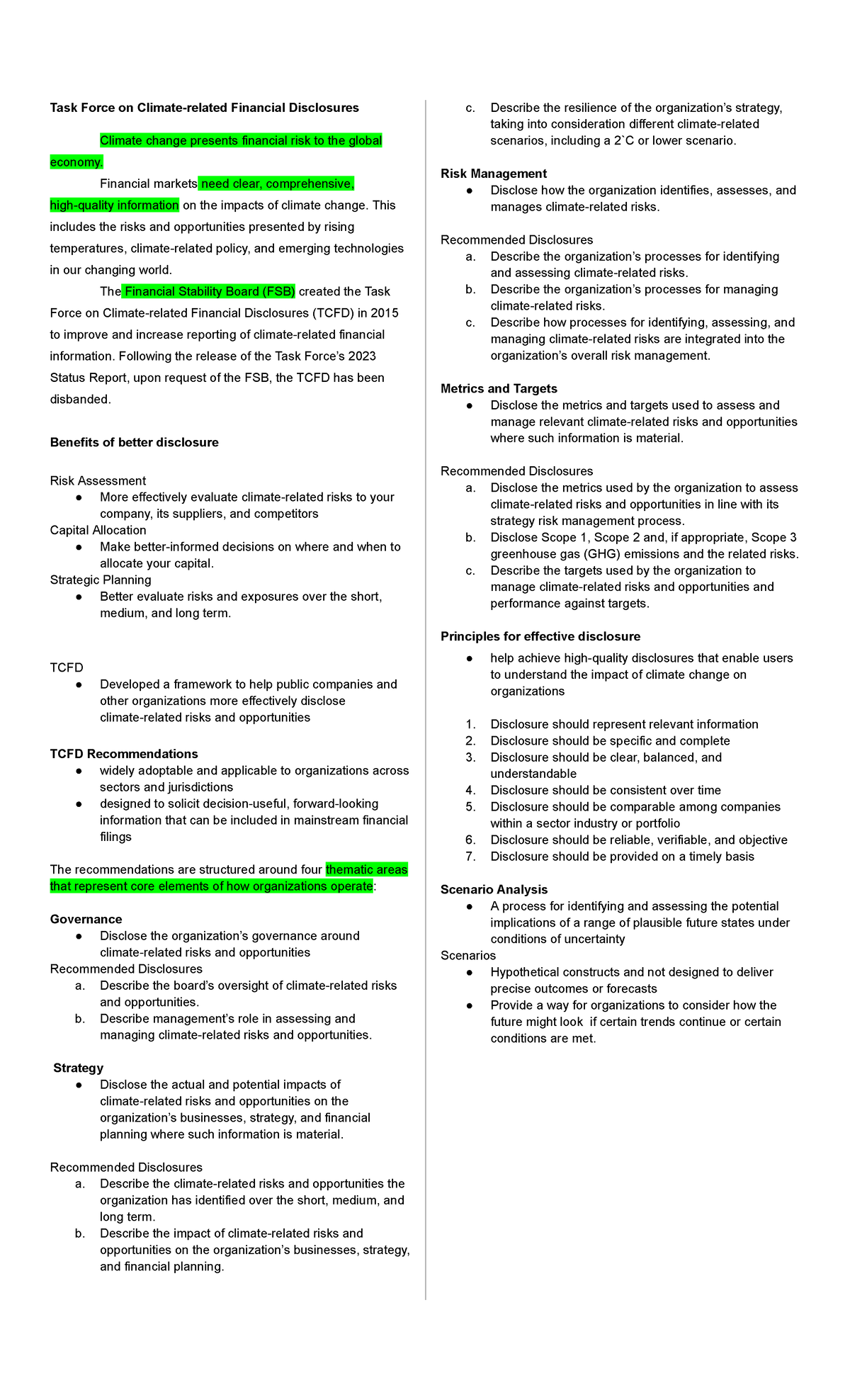 TCFD - Comprehensive Notes on Climate-related Financial Disclosures ...
