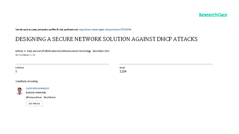 Designing Secure Network Solutions Against DHCP Attacks (ARIE2021 ...