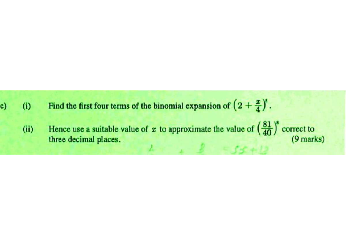 Binomial Expansion Approximation - MATH 101 Final Exam - Studocu
