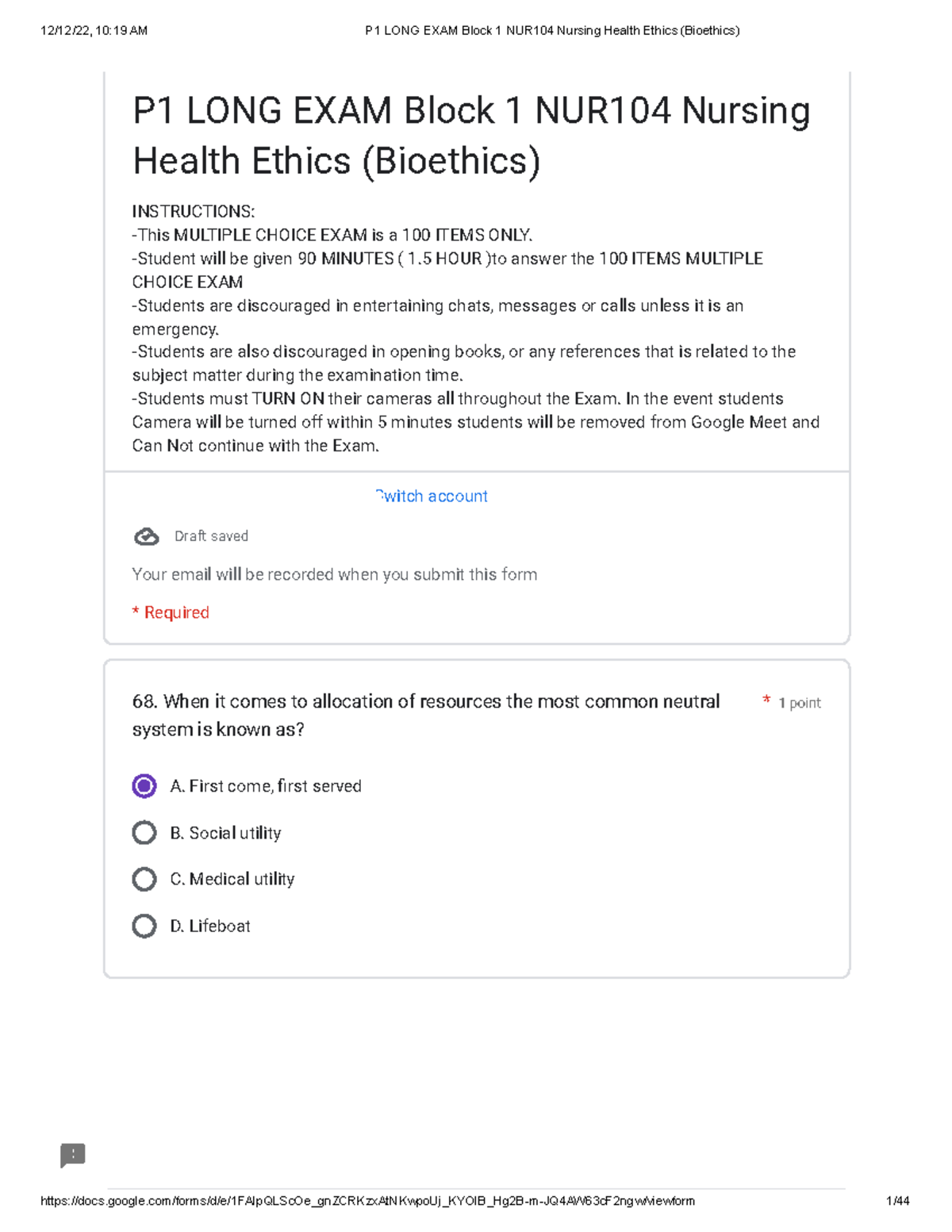 659287099 P1 LONG EXAM Block 1 NUR104 Nursing Health Ethics Bioethics 2 ...