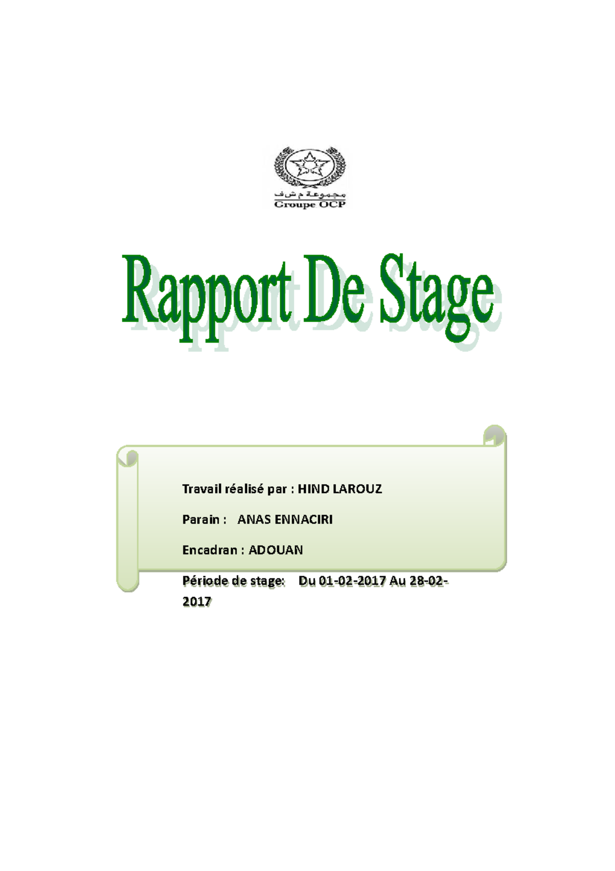 Rapport de stage sur le groupe OCP et le service informatique - STG ...