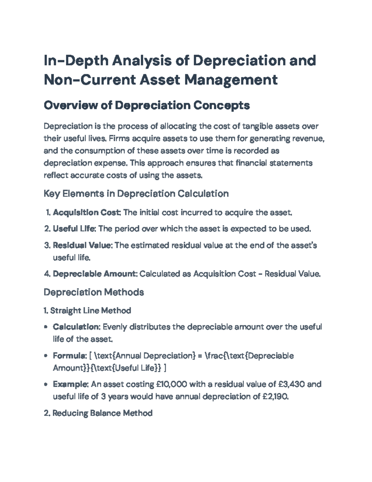In-Depth Analysis of Depreciation & Non-Current Asset Mgmt - In-Depth ...
