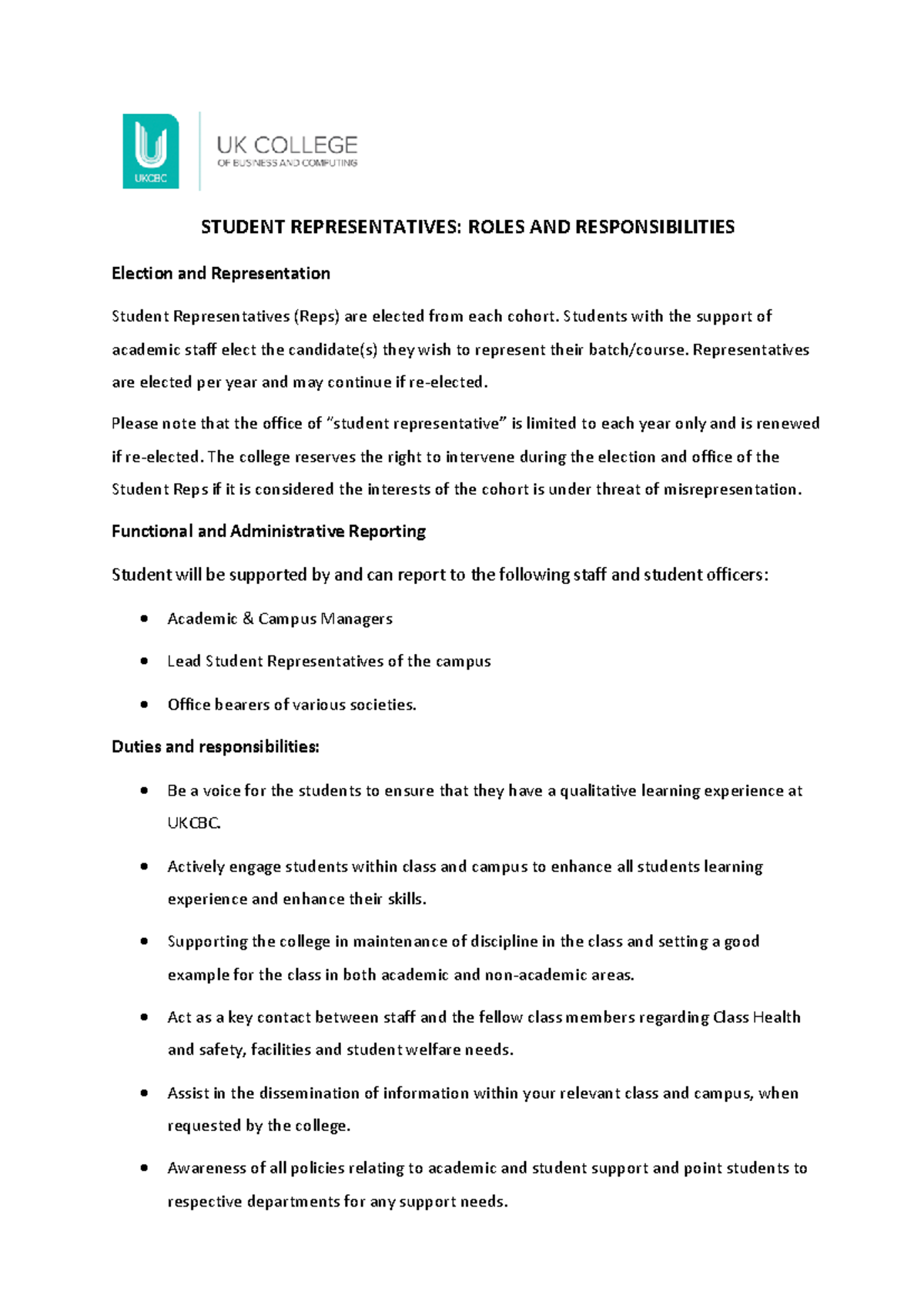 Student Representatives: Key Roles & Responsibilities Guide - Studocu